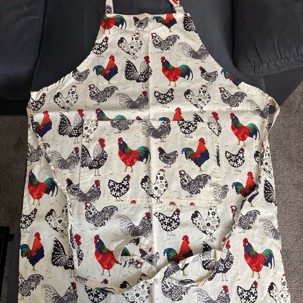 Colorful Rooster Print Apron